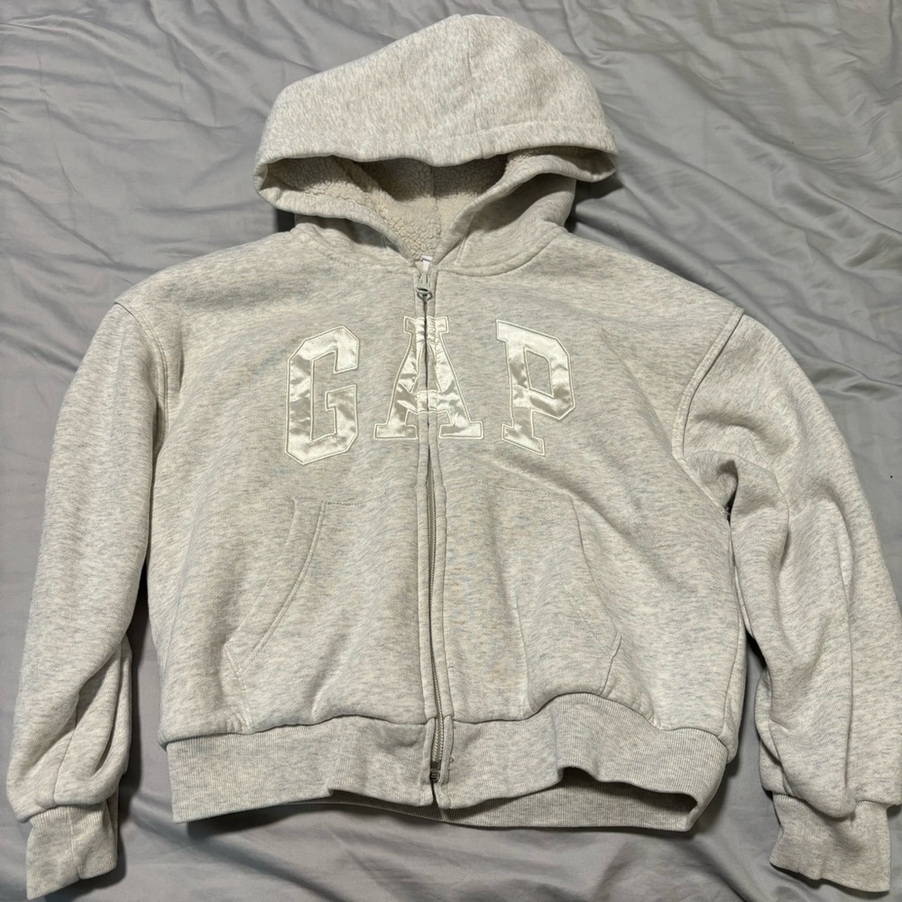 NWOT Gap Grey Sherpa- Lined Zip Up Hoodie